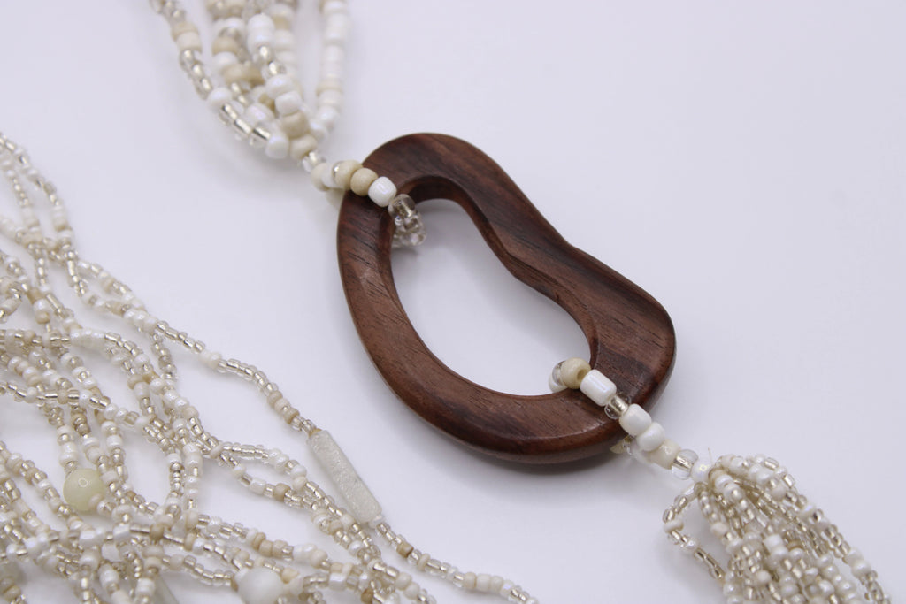 Collana Goccia – Collana multifilo con inserto in legno ebano Surya