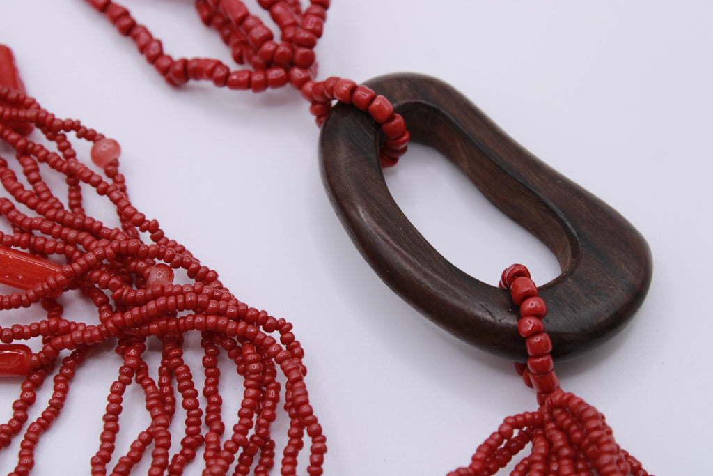 Collana Goccia – Collana multifilo con inserto in legno ebano Surya